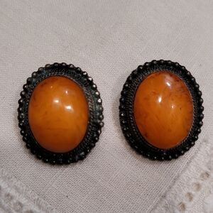 Earrings Vintage Antiqued Clip